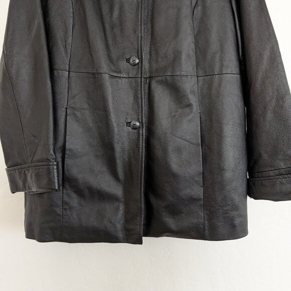 TERRY LEWIS Detachable Coat Women's L Black‎ Leather Faux Fur 2 In 1 Pockets - Picture 4 of 16